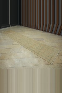 3x14 Blue Beige Vintage Persian Rug Runner 89,430 - Turkish Rug Runner $i