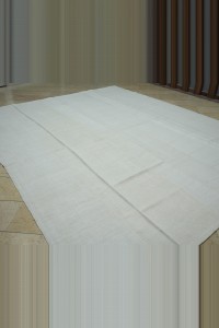 9x11 Plain White Hemp Kilim Rug 275,344 - Turkish Hemp Rug $i