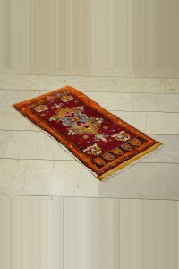 Antique Denizli Cal Mini Carpet Rug Wall Hanging 2x4 56,110 - Turkish Carpet Rug $i