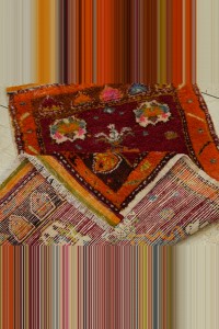 Antique Denizli Cal Mini Carpet Rug Wall Hanging 2x4 56,110 - Turkish Carpet Rug $i