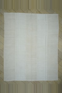 10x13 Primitive Plain White Hemp Kilim Rug. 313,390