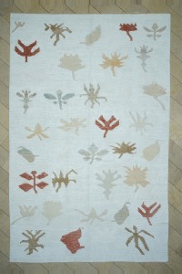 10x15 Fall Leaves Pattern White Hemp Carpet Rug 300,456
