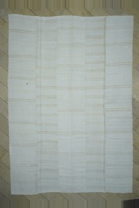 10x15 Primitive Striped Hemp Kilim Rug. 316,451