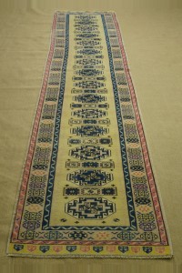 2.5x10 Yellow Blue Wool Oushak Rug Runner 75,309 - Turkish Rug Runner  $i