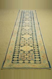 2,6x11 Wool Blue Oushak Rug Runner. 85,338 - Turkish Rug Runner  $i