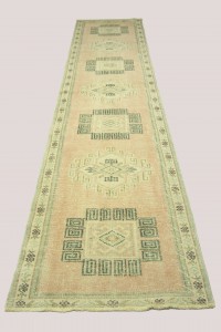 3x12 Feet Old Oushak Rug Runner 80,356 - Turkish Rug Runner  $i