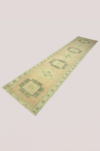 3x12 Feet Old Oushak Rug Runner 80,356 - Turkish Rug Runner  $i