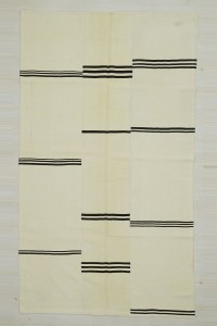 5x8 Broken Striped Wool Flat Weave Kilim Rug 145,250 - Turkish Natural Rug  $i