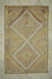 6,4x10 Brown Goat Hair Embroidered Kilim Rug. 195,298