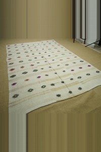 6.6x10 Embroidered Organic Hemp Rug. 203,305 - Turkish Hemp Rug  $i