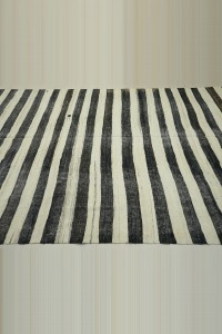 6.6x11.5 Dark Brown And White Kilim Rug 203,347 - Goat Hair Rug  $i