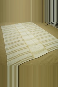 6.6x8.6 Stripe Pattern Hemp Kilim Rug 198,263 - Turkish Hemp Rug  $i