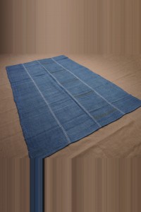 6x10 Ovedye Blue Hemp Kilim Rug. 193,307 - Turkish Hemp Rug  $i