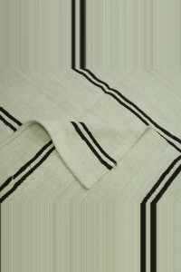 7x11 Mid Century Modern Black And White Hemp Rug 203,347 - Turkish Hemp Rug  $i