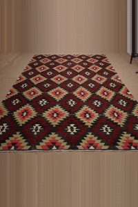 7x11 Old Flat Weave Kilim Rug 216,332 - Turkish Kilim Rug  $i