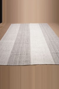 7x9 Gray White Cotton Kilim Rug. 216,277 - Grey Turkish Rug  $i