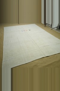 8x11 Plain White Hemp Kilim Rug 246,340 - Turkish Hemp Rug  $i