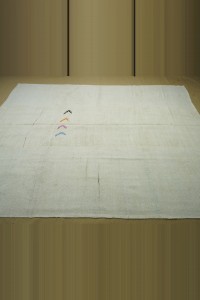 8x11 Plain White Hemp Kilim Rug 246,340 - Turkish Hemp Rug  $i