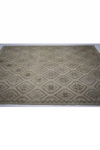 Beige Cotton Kilim Rug 6x9 Feet 172,268 - Turkish Kilim Rug  $i