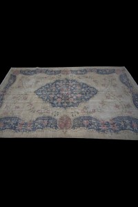 Beige Navy Blue Oushak Rug 5x8 Feet 141,249 - Oushak Rug  $i