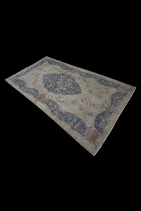 Beige Navy Blue Oushak Rug 5x8 Feet 141,249 - Oushak Rug  $i