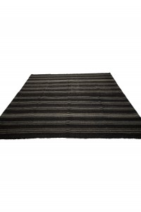 Black And Gray Turkish Kilim Rug 6x8 Feet 198,238 - Goat Hair Rug  $i