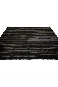 Black And Gray Turkish Kilim Rug 7x9 Feet  198,265 - Goat Hair Rug  $i