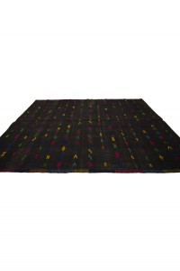 Black And Pink Turkish Kilim Rug 6x10 Feet  180,295 - Goat Hair Rug  $i