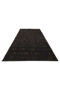 Black And Pink Turkish Kilim Rug 6x10 Feet  180,295 - Goat Hair Rug  $i