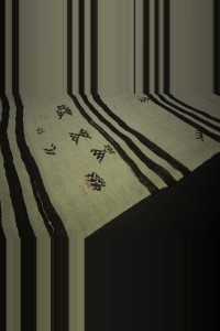 Black And White Hemp Kilim Rug 3x10 Feet  101,303 - Turkish Rug Runner  $i