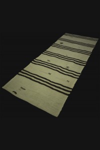 Black And White Hemp Kilim Rug Runner 3.3x8 Feet 100,255 - Turkish Rug Runner  $i