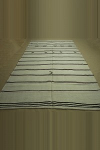 Black And White Modern Turkish Hemp Kilim rug 7x12 Feet  226,375 - Turkish Hemp Rug  $i