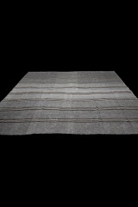 Black And White Striped Turkish Gray Kilim Rug 7x10 Feet  210,310 - Grey Turkish Rug  $i