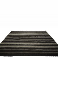 Black And White Striped Turkish Kilim rug 7x10 Feet  212,305 - Goat Hair Rug  $i