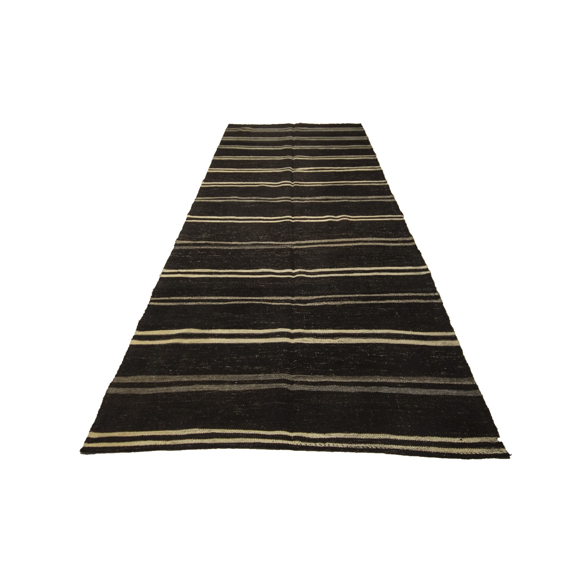 Black And White Turkish Kilim Rug 5x11 Feet Goat Hair Rug