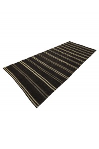 Black And White Turkish Kilim Rug 5x11 Feet  145,340 - Goat Hair Rug  $i