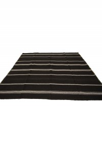 Black And White Turkish Kilim Rug 6x8 Feet  180,237 - Goat Hair Rug  $i