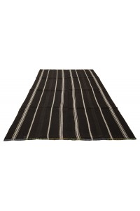 Black And White Turkish Kilim Rug 6x8 Feet  180,237 - Goat Hair Rug  $i