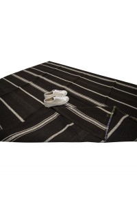 Black And White Turkish Kilim Rug 6x8 Feet  180,237 - Goat Hair Rug  $i