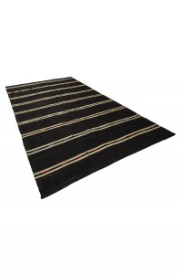 Black And White Turkish Kilim Rug 7x10 Feet  205,320 - Goat Hair Rug  $i