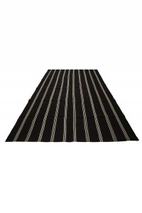 Black And White Turkish Kilim Rug 7x10 Feet  216,297 - Goat Hair Rug  $i