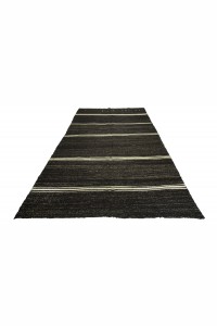 Black And White Turkish Kilim Rug 7x11 Feet  195,340 - Goat Hair Rug  $i