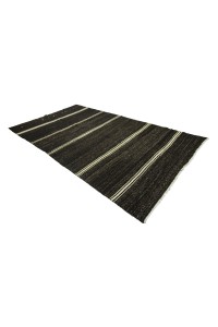 Black And White Turkish Kilim Rug 7x11 Feet  195,340 - Goat Hair Rug  $i