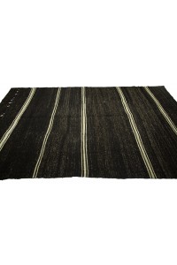 Black And White Turkish Kilim Rug 7x11 Feet  195,340 - Goat Hair Rug  $i