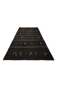 Black Turkish Kilim Rug 5x9 Feet  162,286 - Goat Hair Rug  $i