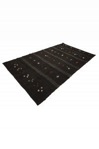 Black Turkish Kilim Rug 5x9 Feet  162,286 - Goat Hair Rug  $i