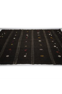 Black Turkish Kilim Rug 5x9 Feet  162,286 - Goat Hair Rug  $i