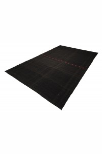 Black Turkish Kilim Rug 7x11 Feet  207,320 - Goat Hair Rug  $i