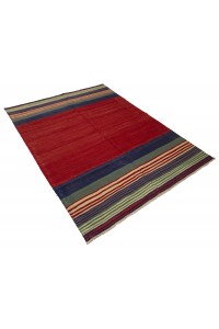 Blue Red Turkish Kilim Rug 5x7 Feet 152,196 - Turkish Kilim Rug  $i