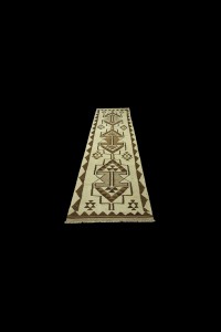 Brown And Cream Turkish Flat weave Kilim Rug Runner 3x10 Feet 88,304 - Turkish Rug Runner  $i